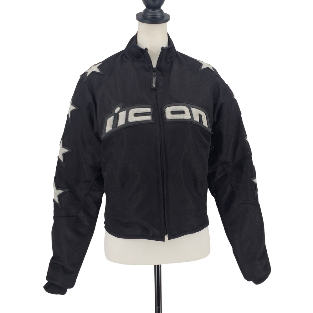 Icon hooligan 54 Motorcycle Jacket Women XS Black Mesh Star Padded Biker Racing